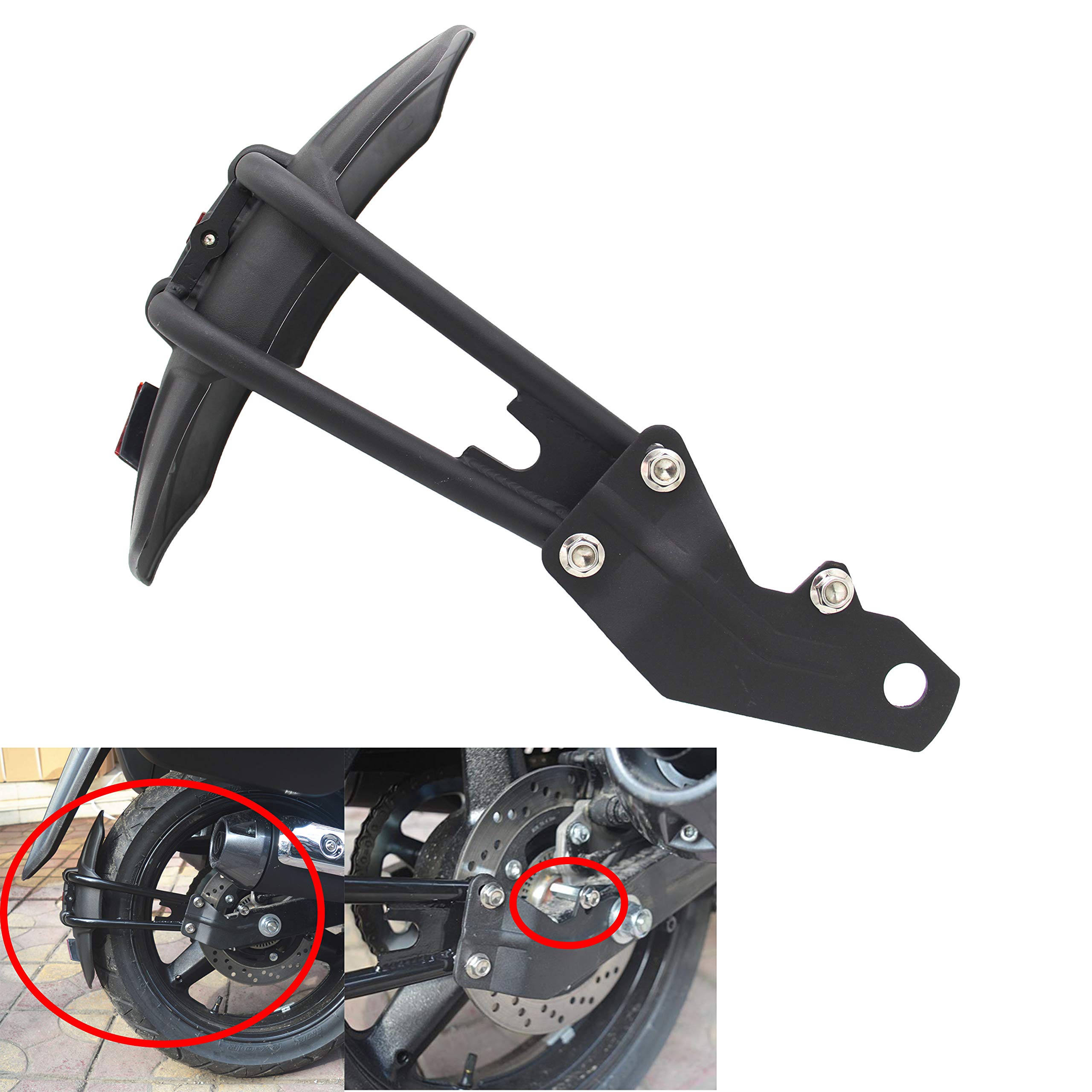 

motokano Universal 18mm Rear Fender Mudguard for Kawasaki Ninja Suzuki and CB190X Z400, 250, 400, GSR250, GSX250R, V-Strom 250, CB190R, чёрный