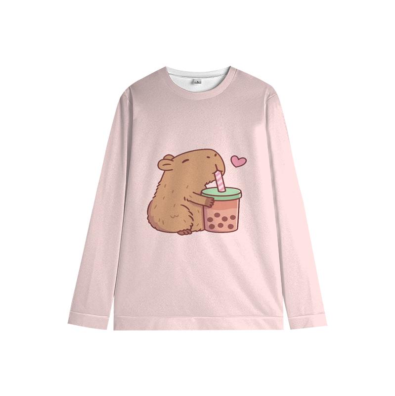 Capybara Kids Crewneck Sweatshirt My Spirit Animal Soft Cartoon Print Comfy Unisex Casual Wear for Boys & Girls