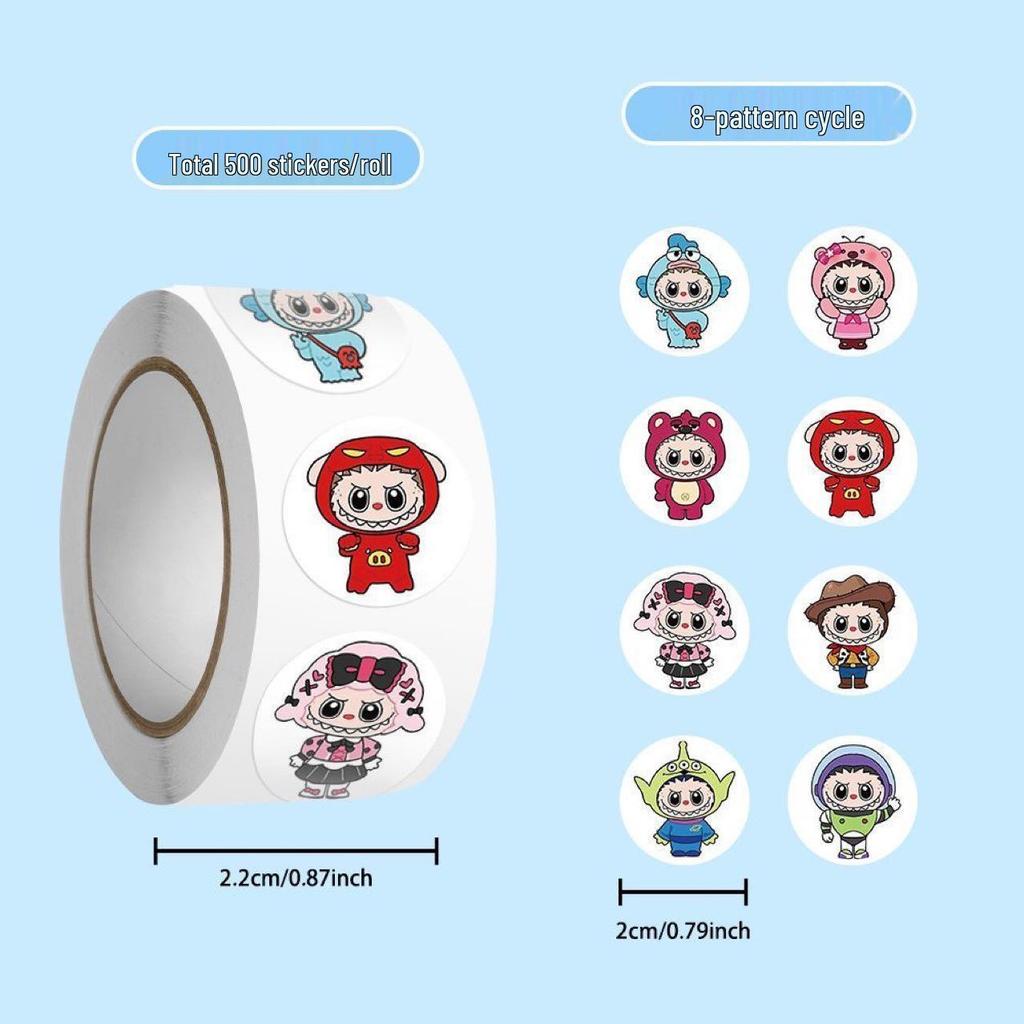 Cartoon Anime 500-Piece Pull-Out Roll Stickers for Scrapbooking and DIY Decoration