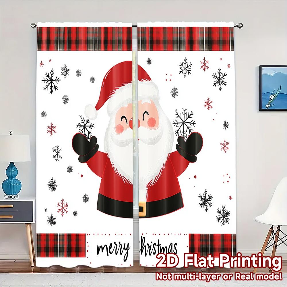 

2pcs,Curtains Cute Santa Claus Christmas Chic Curtains&Drapes Versatile Durable Polyester Curtains All Seasons for Living Room, 52.50×116.00 CM 2pcs