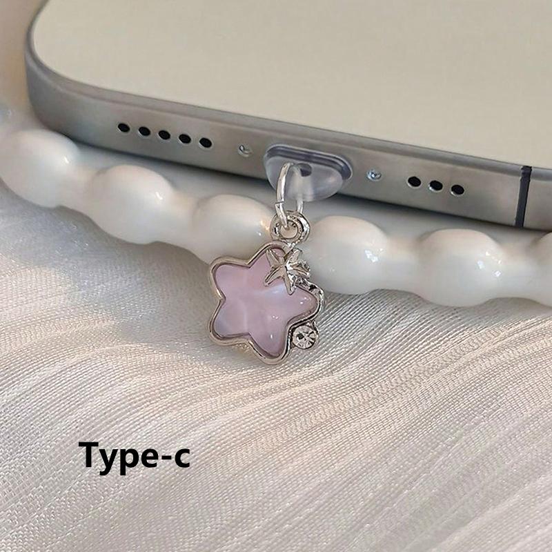 Fashion Stars Mobile Phone Dust Plug Accessories Decoration Hanging Pendant For iPhone X Samsung Type-C Micro-USB Charging Port