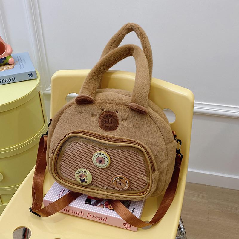 Plush Adorable Capybara Single Shoulder Crossbody Bag Handbag Cute Gift Kids