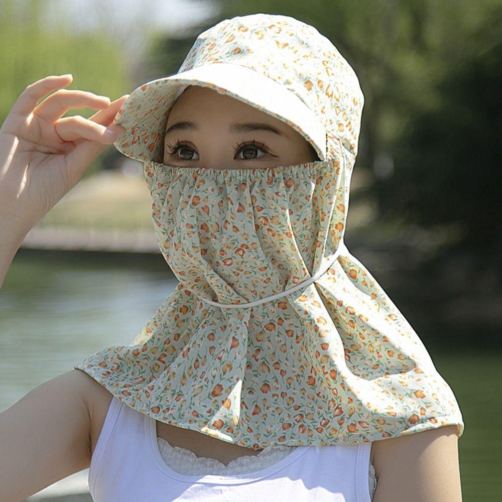 Sun Protection Women Sun Hat Ear Flap Sunscreen Bucket Hat Neck Protective Cover Cap  Summer