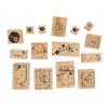 16pcs Delicate Carving Wooden Rubber Stamp Set Clear Imprint Rectangle Stamp Set  For DIY Crafts