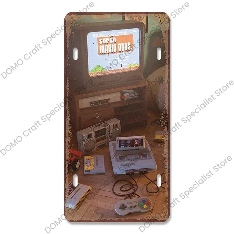 Placă de înmatriculare pentru jocuri video Placă metalică Vintage Playstation Gamer Poster metalic din tablă Decor de perete pentru cameră de joacă pentru băieți acasă