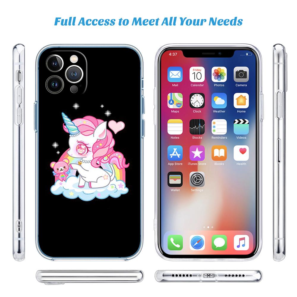 AQ25 Cartoon Unicorn Transparent Phone Case for Motorola Moto G40 G04 G05 One Ace Action  Fusion + Plus Hyper Macro Vision Zoom