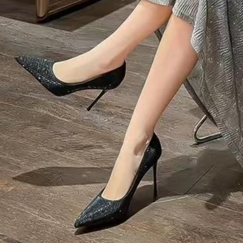 New Women Shiny Rhinestones High Heels Shoes Ladies Pumps Stiletto Sweet Women Heels Wedding Shoes Dress Shoes 42