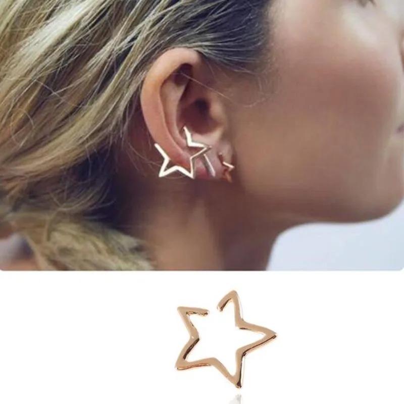 Women's Hollow Star Ear Sleeve Earrings Bohemian Retro Fake Cartilage Earring Clip Earrings Female Earrings