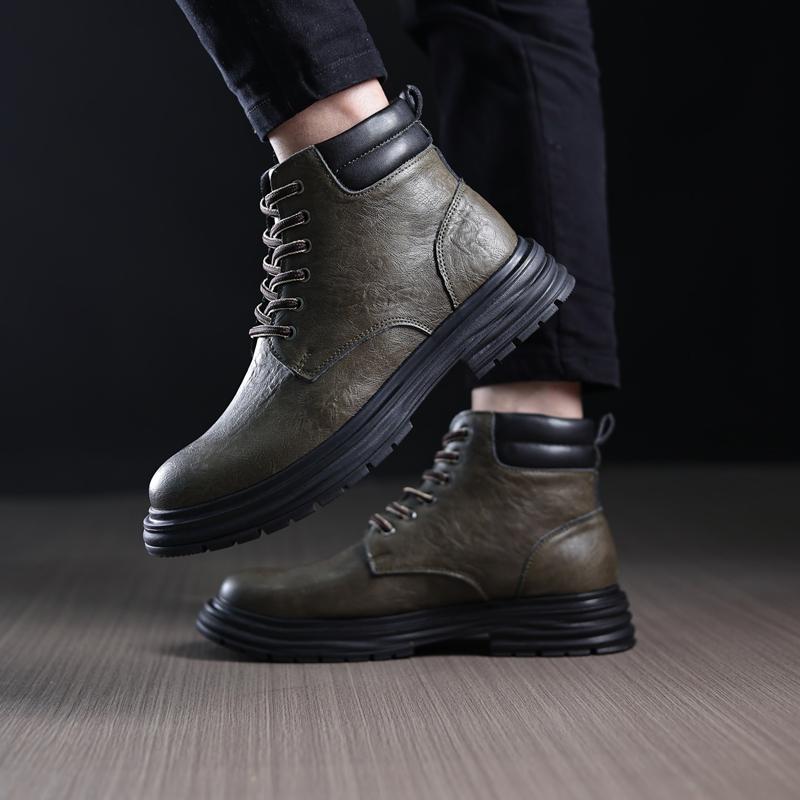 Golden Sapling Herrenstiefel 2025 Frühling Retro Mikrofaserleder Schuhe Dicke Sohle Herren Stiefelette Outdoor Britischer Stil Botas