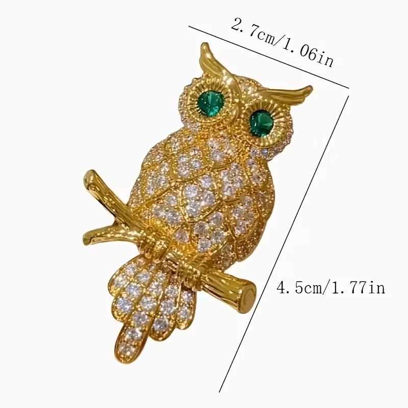 1 Piece of Elegant Golden Owl Brooch with Shiny Crystals-fashionable Accessories, Suitable for Jackets, Dresses and DIY Crafts, Owl Jewelry
