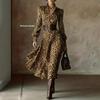 Women Black White Geometric Print V Neck Bell Sleeve Asymmetrical Hem Maxi Dress