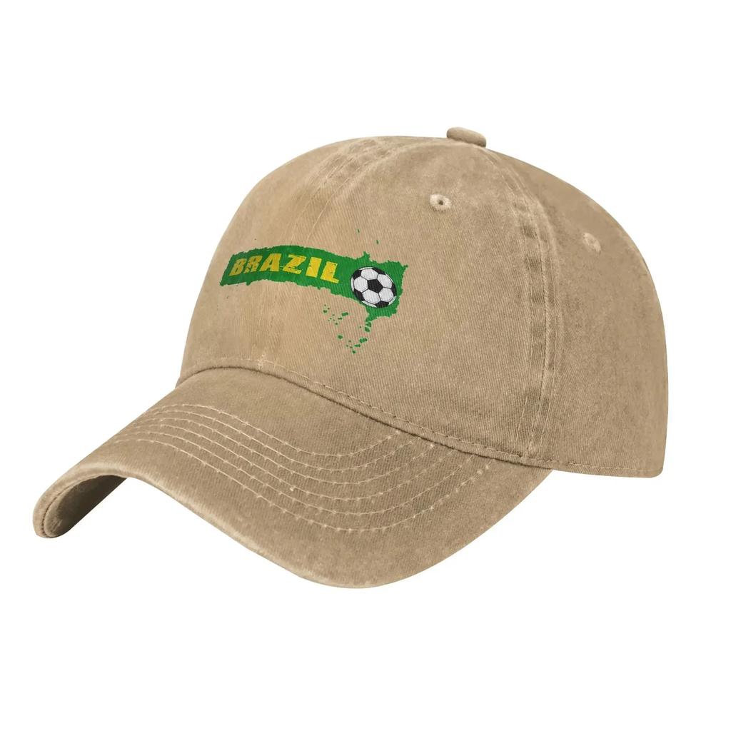 Vintage Brazil Soccer Football Brazilian Flag Baseball Caps Unisex Distressed Denim Headwear Outdoor Activities Gift Caps Hat