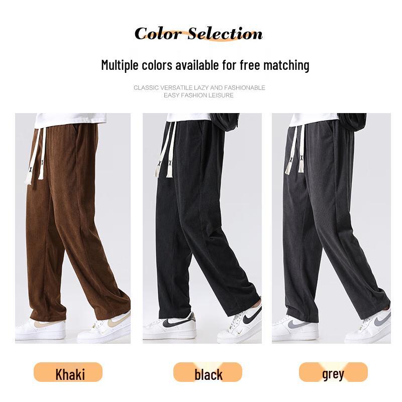 MiiOW Men's Warm Corduroy Straight-Fit Casual Trousers