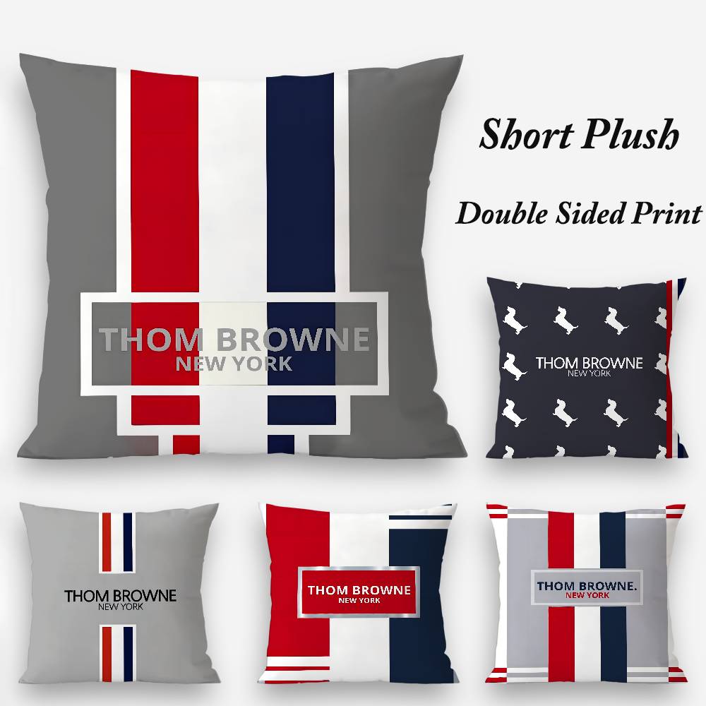 Luxury T_Thom B-Browne Pillow Case Plush Fabric Soft Double Sided Print Sofa Cushion Cover Throw Pillow Covers