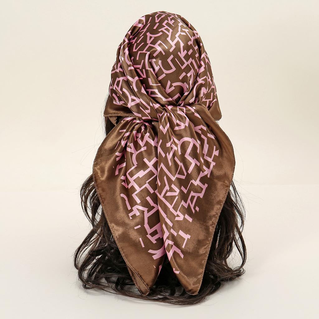 90*90cm Women Scarf Silk Feeling Hair Neck Square Brand Office Bandanna Muffler Waiter Flight Attendants Handkerchief Rings Wrap