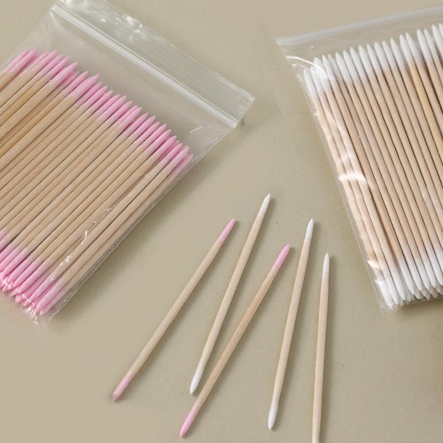 100/200/300 ks oboustranných vatových tyčinek s jemnými špičatými konci pro nail art, make-up, korekci oční linky, kosmetické nástroje