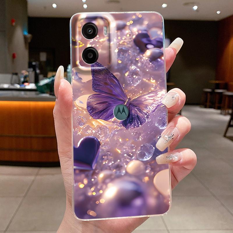For Motorola Moto G05 E15 Case 2024 Fashion Butterfly Flower Clear Soft Silicone TPU Capa Phone Cover For MotoG05 MotoE15 Fundas