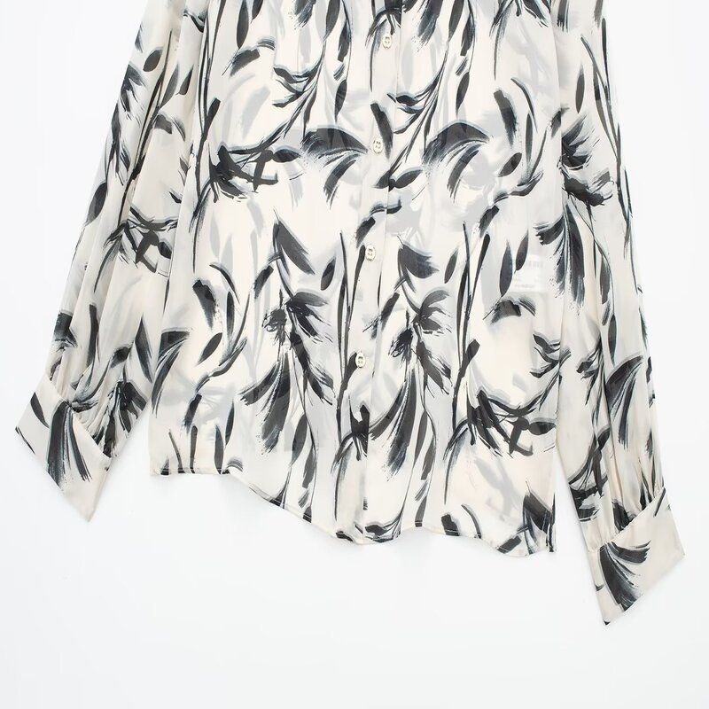 Fashion Style 2023 Autumn and Winter New Arrival Women's Clothing Temperament Wild Flower Print Shirt 9343294 070