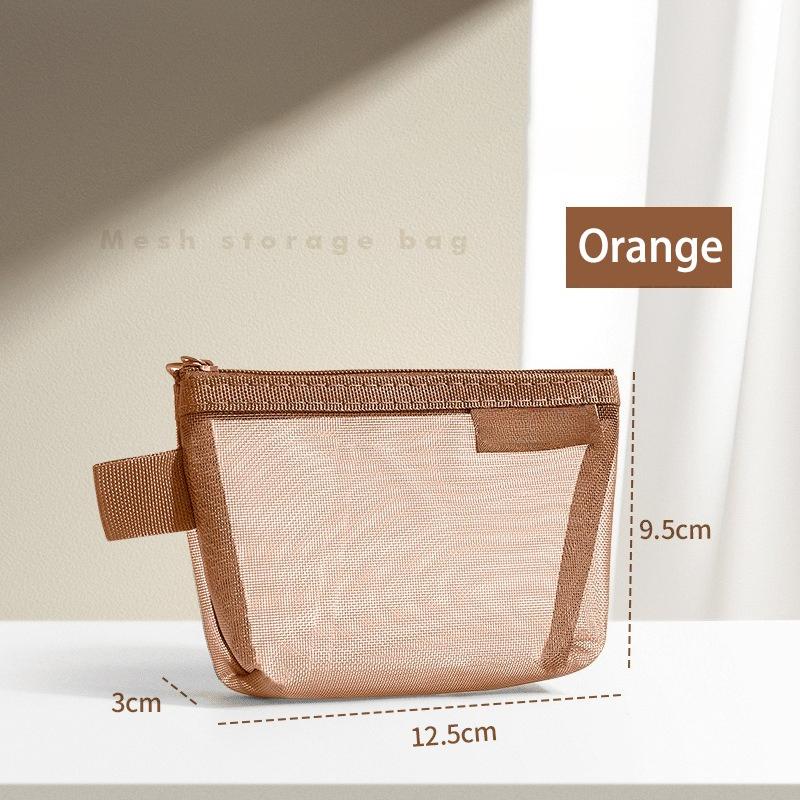 1PC Portable Mini Zipper Mesh Storage Bag New Coin Purse Small Square Mesh Coin Purse Travel Storage Carry Pouch with Zippered