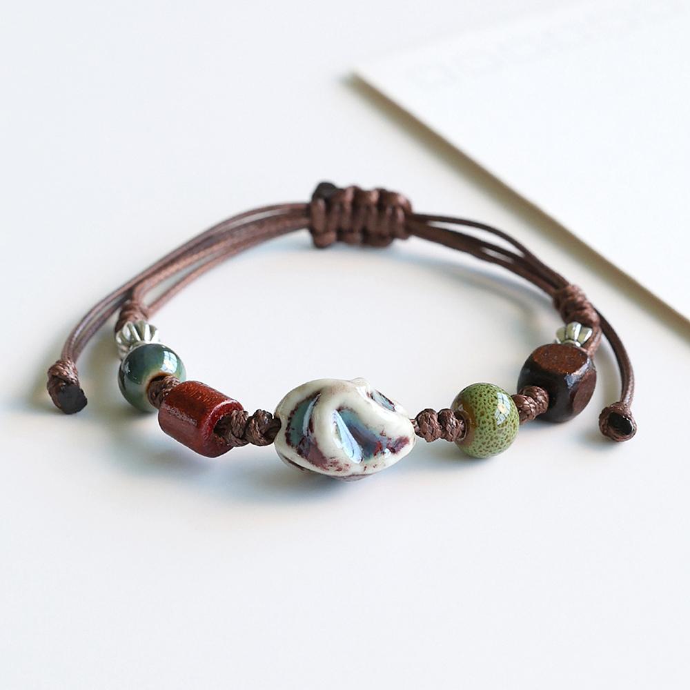 Armband mit Keramikperlen im Bohème-Stil für Damen und Herren, handgefertigt, geflochtenes Seilarmband, Partnerschmuck, Geschenke, verstellbar