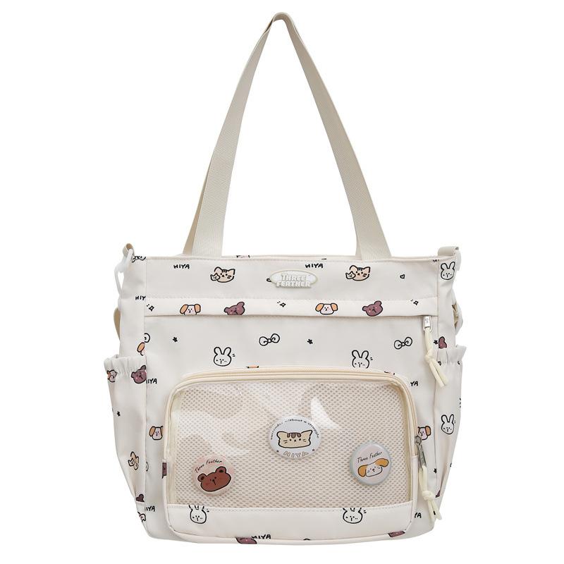 Прозрачная большая вместительная сумка-тоут женская сумка через плечо с мультяшным — фото 24