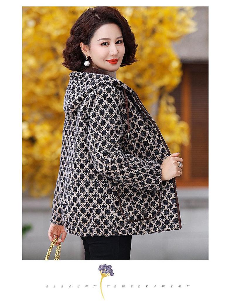 Mom's 2025 Winter Coat: New Velvet Cotton Jacket with Added Fleece for Middle-Aged and Elderly Women