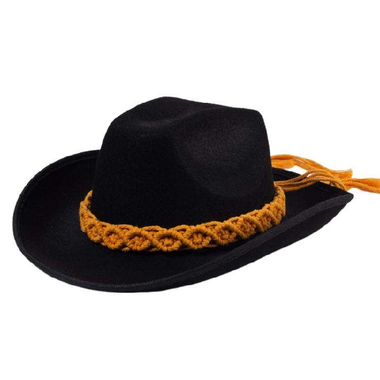 

Cowboy Hats Ethnic Style Adult Disco Party Rolled Brims Hats Wear Resistant чорний