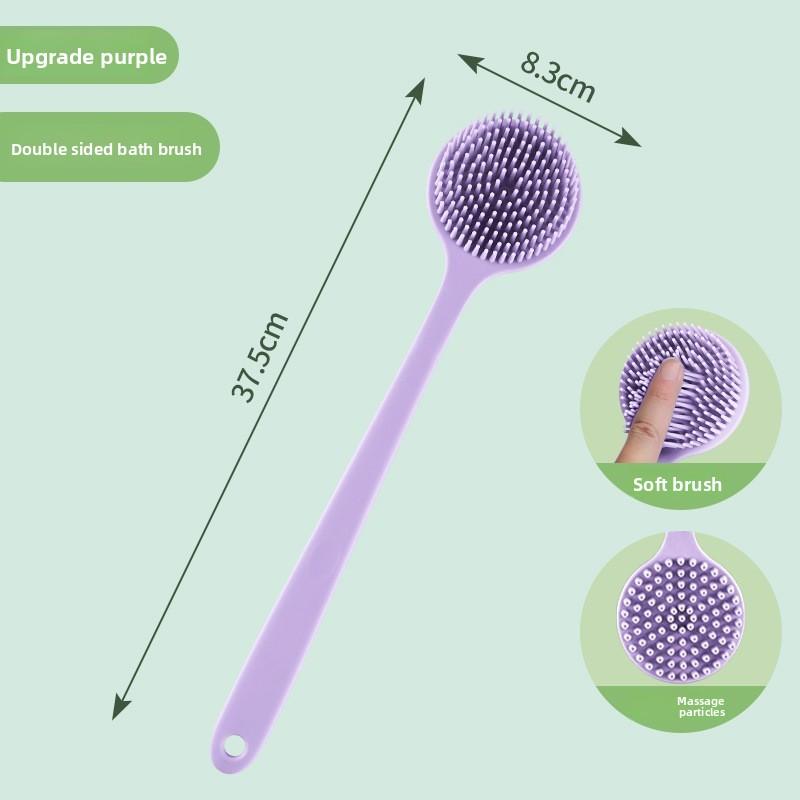Silicone Long Handle Double-Sided Bath Brush for Exfoliation and Massage