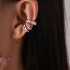 3Pcs Fashion Geometric Ear Cuff Earrings for Women Simple Metal Chunky No Piercing Clip Earrings Ladies Party Girls Zircon Gift