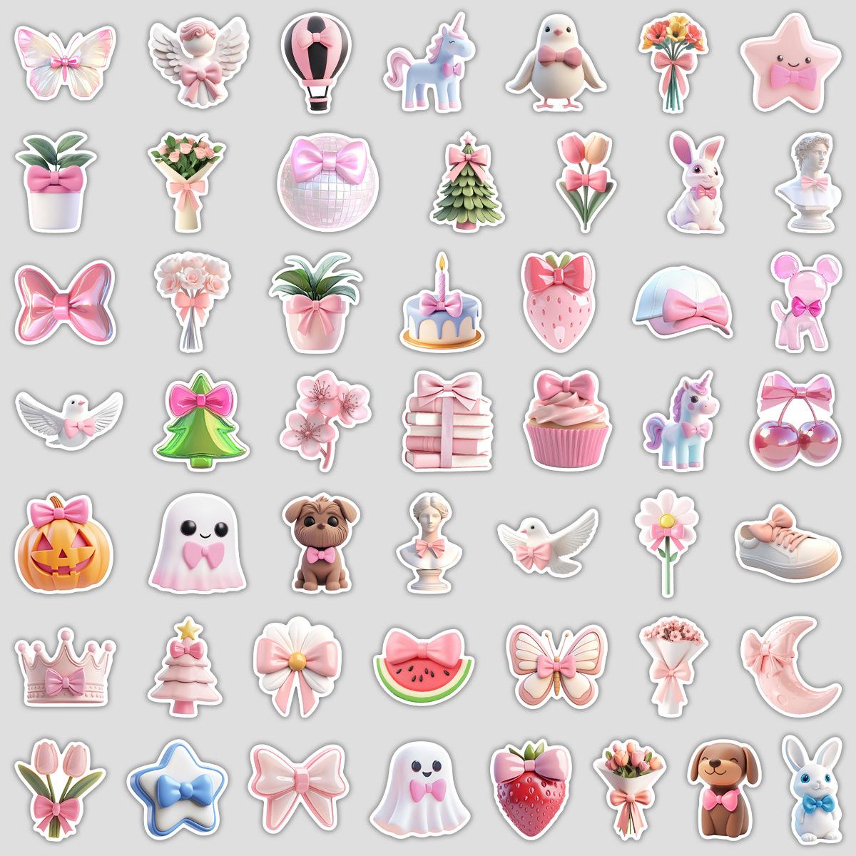 

50 Милых Граффити-наклеек Розовой Серии Креативные Розовые Наклейки Водонепроницаемые Декоративные Наклейки для Водного Стакана и Компьютера