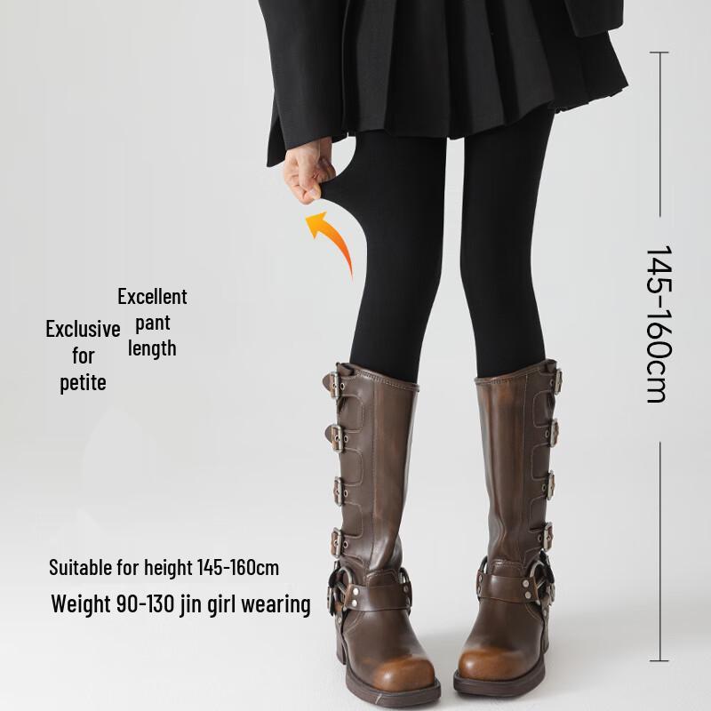 MaoRen Soft Cotton Fleece-Lined Compression Tights for Petite Figures