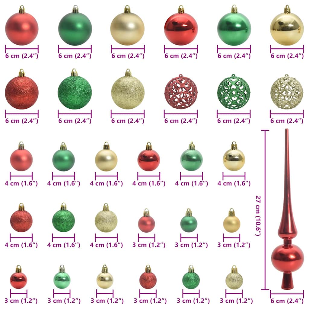 Christmas Ornament Set with 150 LEDs 61 pcs Multicolor Plastic