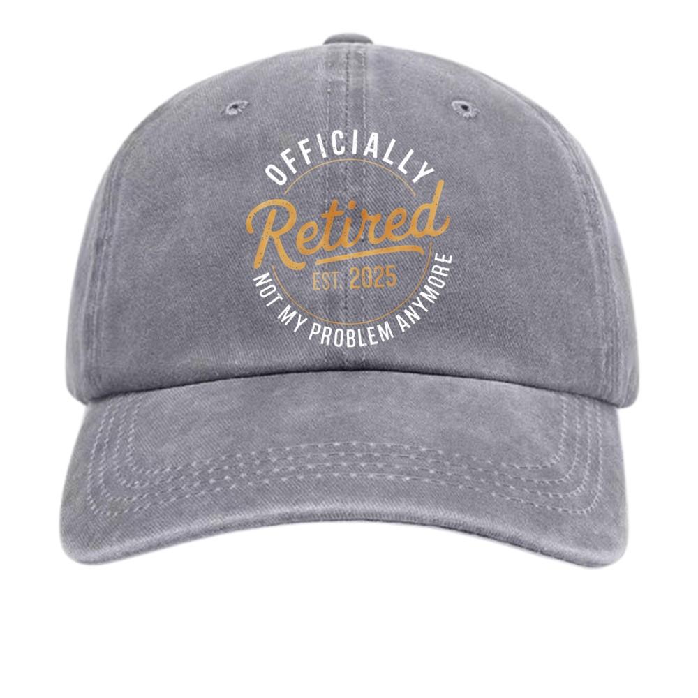 Officially Retired 2025 Washed Baseball Cap, Retirement Gift Hat for Adults One Size
