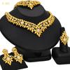 24K Gold-Plated Bridal Jewelry Set: Necklace & Earrings, Middle Eastern Wedding Style, Dubai Four-Piece Set