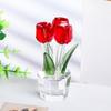 Faux Crystal Tulip Figurine Collectible Clear Tulip Flower Ornament Glass Flower Bouquet Gifts for Valentine's Day Birthday Women Girlfriend Wife