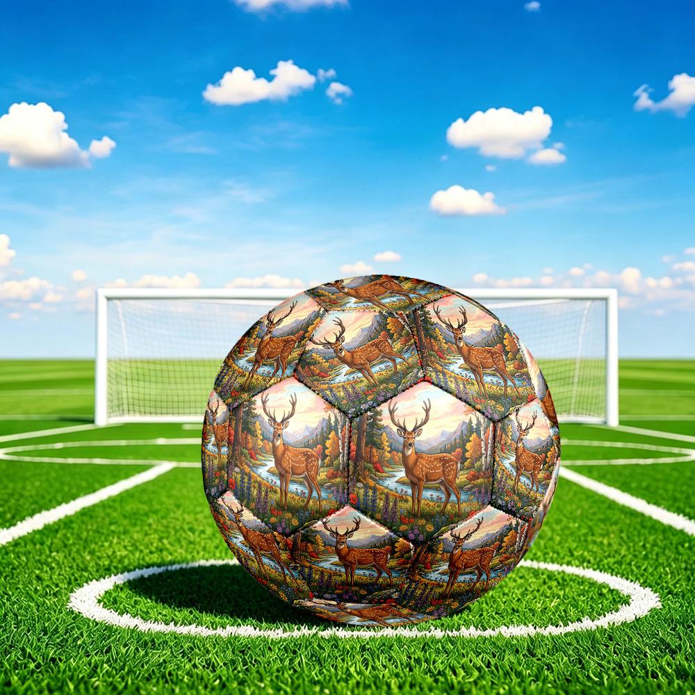 1pc Deer Autumn Landscape Durable Size 5 Soccer Ball Professional Match Training Football Indoor &Outdoor Sports Ball p60114