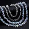 1String 3/4/6/8/10mm Transparent AB Color Crystal Beads Round Square Loose Spacer Glass Beads For DIY Bracelet Necklace Jewelry