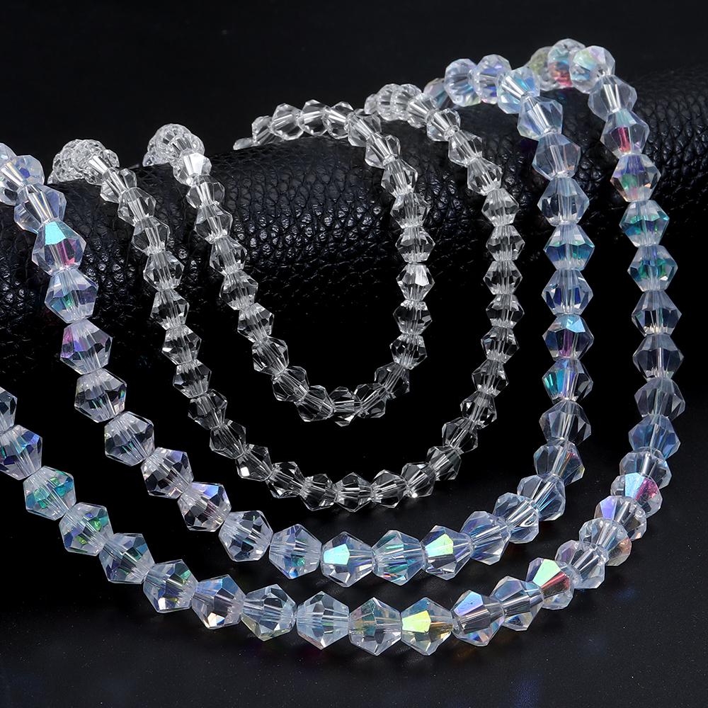 1String 3/4/6/8/10mm Transparent AB Color Crystal Beads Round Square Loose Spacer Glass Beads For DIY Bracelet Necklace Jewelry