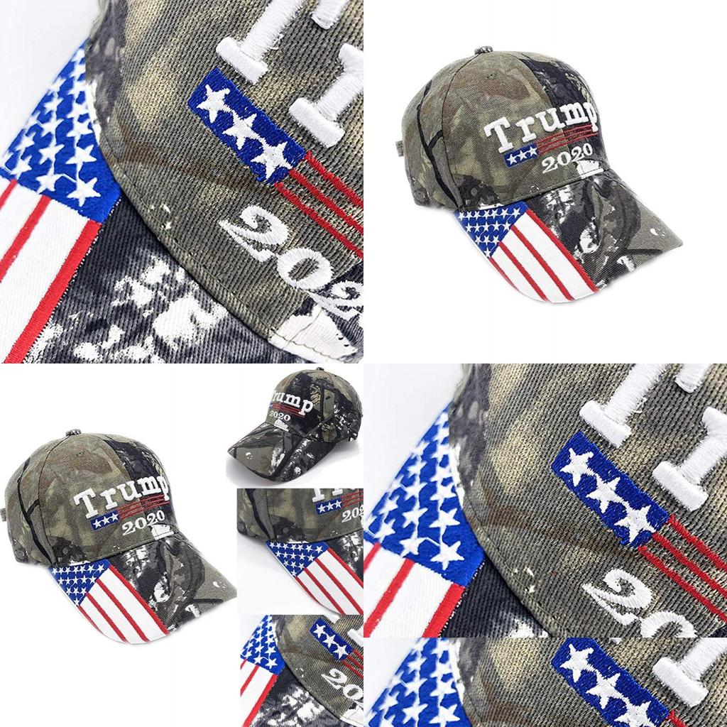 2020 Trump Camo Hat Keep America Great Baseball Hat Embroidered Flag American