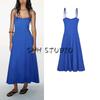 Summer New Product Women's Clothes French Laminated Decoration V Neck Bowknot Decoration Poplin Midi Skirt Dress 3152317