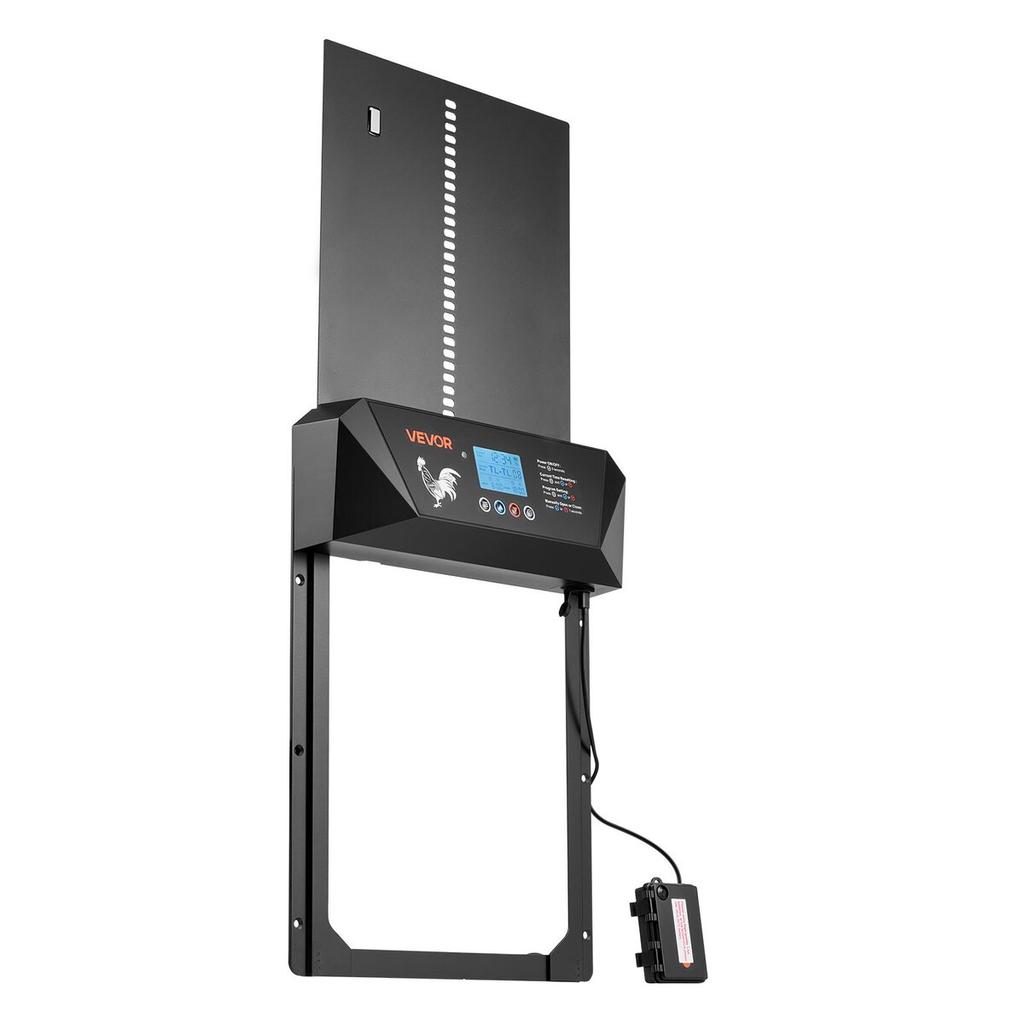 Automatic Chicken Coop Door, DC & Battery Powered Chicken Door with LCD Display, Light Sensor, Timer & Manual Setting, Anti-Pinch Security, Durable