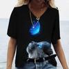 Women's Round Neck Short Sleeved T-Shirt With 3d Fashionable Printing