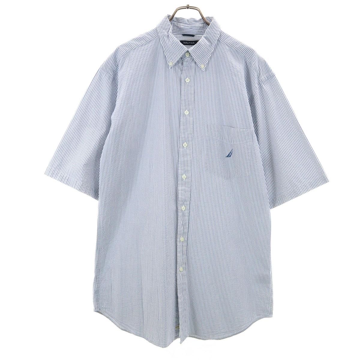

NAUTICA Striped Pattern Five-quarter sleeve Seersucker Button Down Shirt dress Women Used