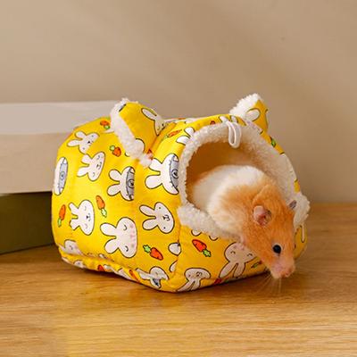 Cozy Hamster House Small Animal Pet Sleeping Bed Cartoon Rabbit Carrot Print Squirrel Hanging Cage Guinea Pigs Mice Rat Winter Warm Pet Bed