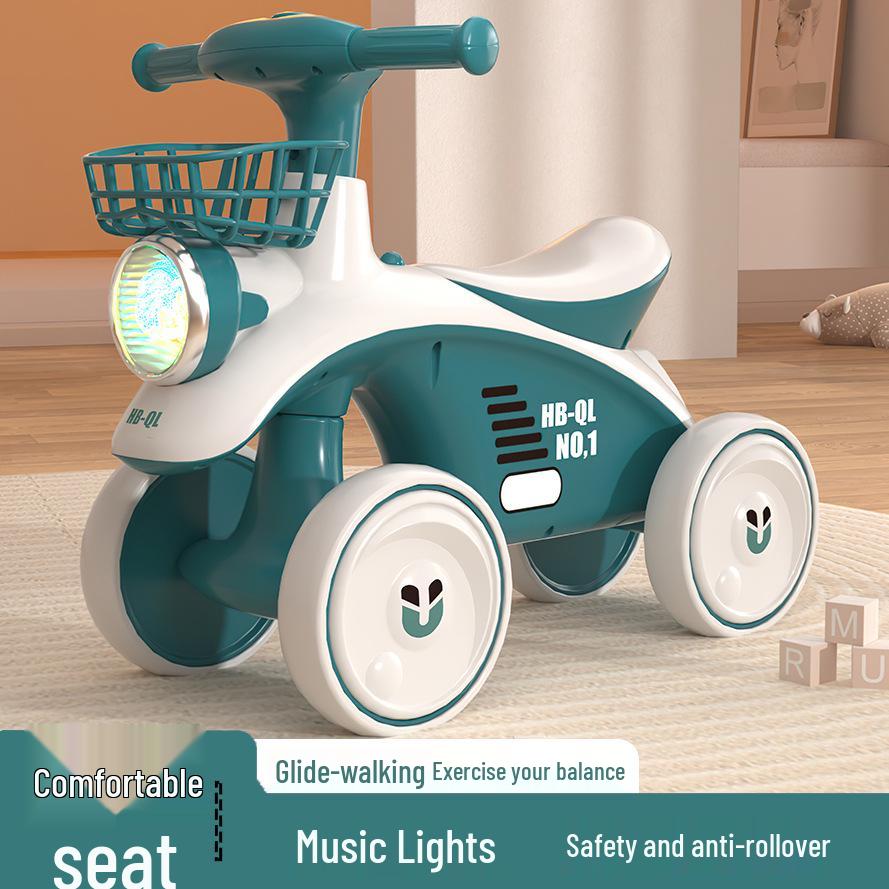 Kids' Four-Wheel Balance Bike & Walker (Ages 1-6) - No Pedals Glider Scooter