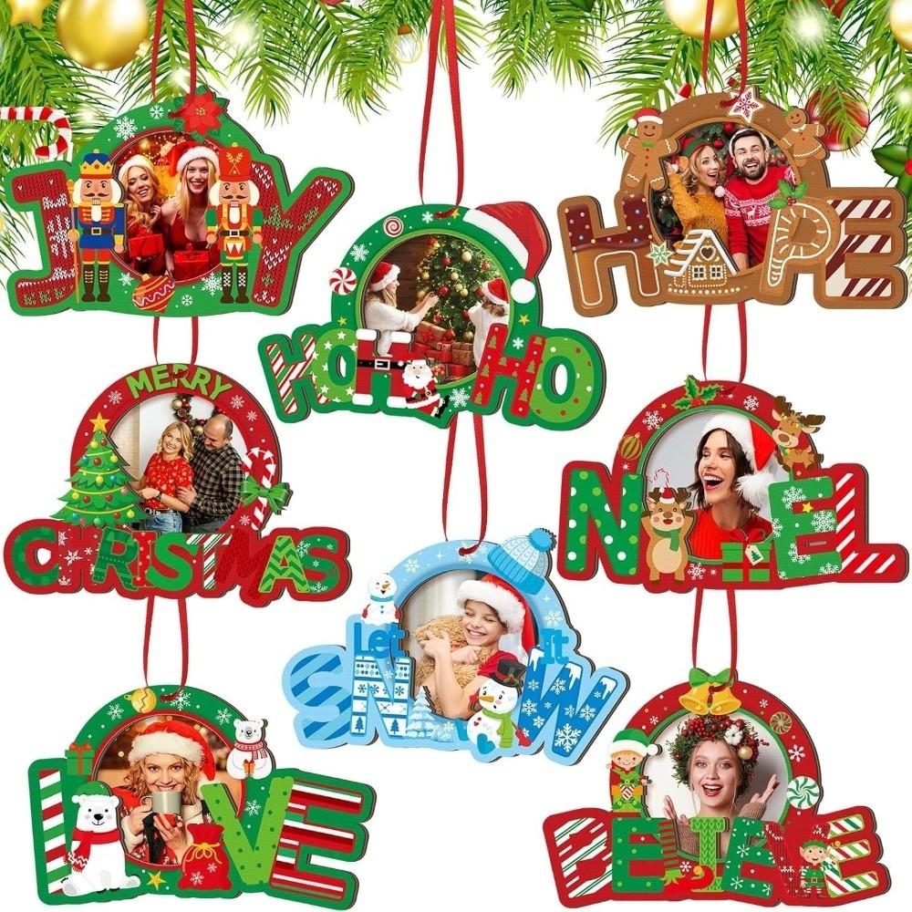 8/10Pcs DIY Christmas Tree Pendant Wooden Holiday Decorations Home Decor