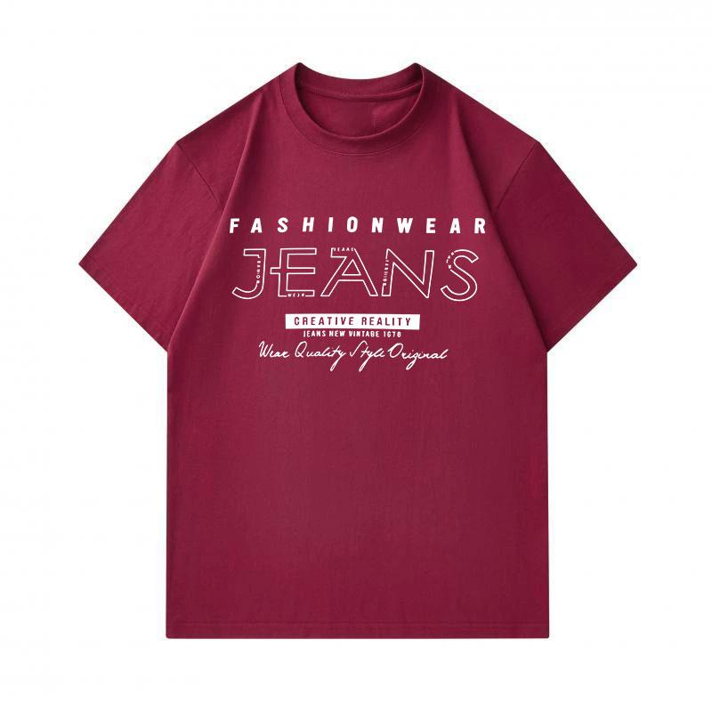 Men's 100% Cotton Crew Neck Short Sleeve T-Shirt, Fashion Jeans Vintage Creative Reality Print Casual Breathable Tee for Daily Wear