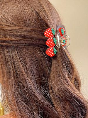 1 Pcs Fashion Sweet Simulation Strawberry Hair Claws For Women Girls Party Hair Accessories