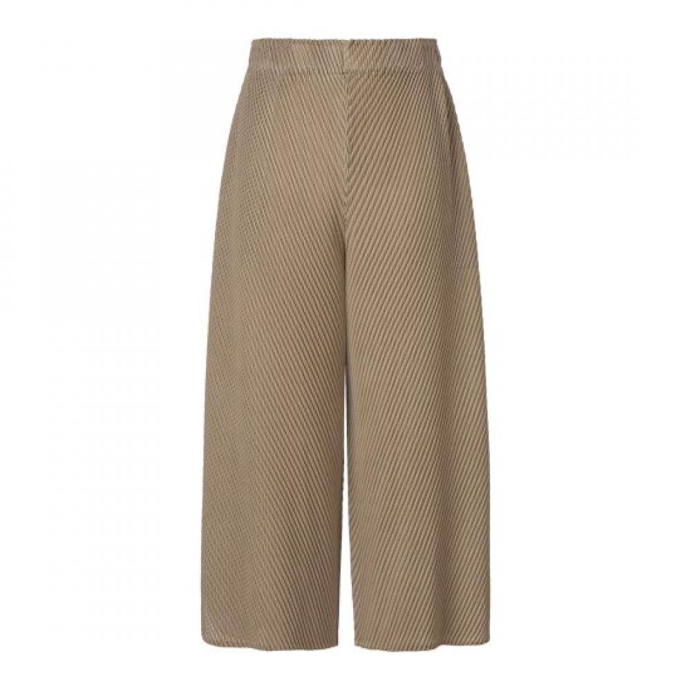 Pleats Me Oblique Waffle 7 8 Cropped Wide Leg Pants Ppptm025016