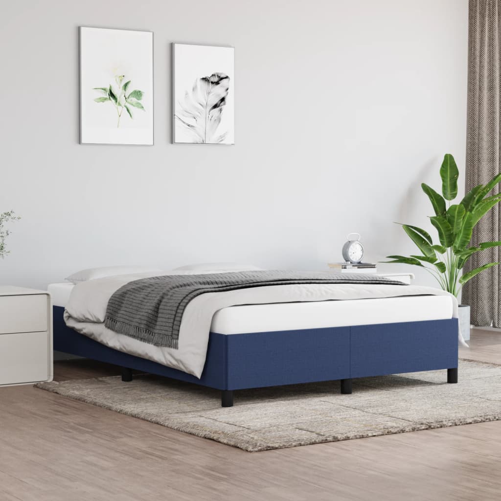 Bed Frame without Mattress Blue 140 x 200 cm Fabric